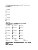 Spelling Homework Sheet