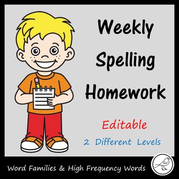 Spelling Homework - weekly lists - word families and high frequency