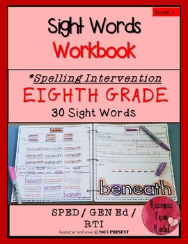 Preview of Spelling Intervention Workbook-EIGHTH GRADE Sight Words Book 1