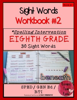 Preview of Spelling Intervention Workbook-EIGHTH GRADE Sight Words Book 2