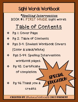 spelling intervention workbook first grade sight words