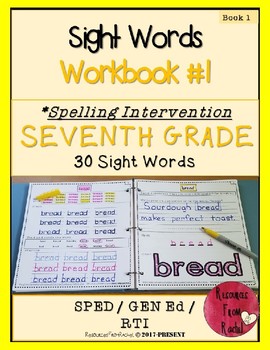 Preview of Spelling Intervention Workbook-SEVENTH Grade Sight Words Book 1