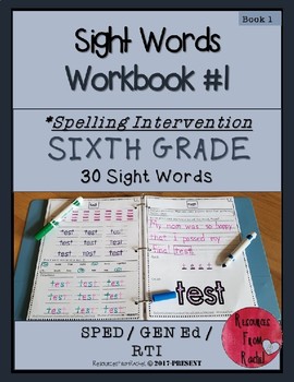 Preview of Spelling Intervention Workbook-SIXTH GRADE Sight Words Book 1
