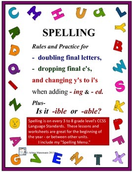 Preview of SPELLING Suffixes -ed and -ing