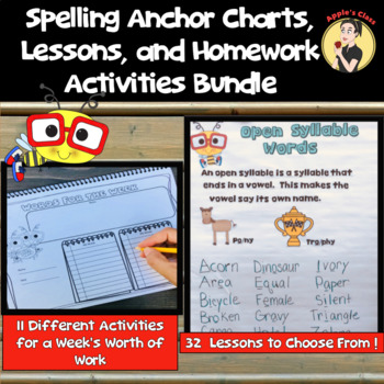 Preview of Back to School Weekly Spelling Lessons, Anchor Charts, and Activities Bundle