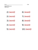 Spelling List Editable Template (10 words)