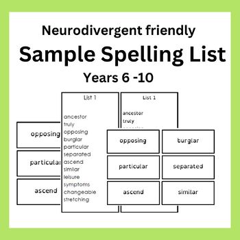 Preview of Spelling List - Sample