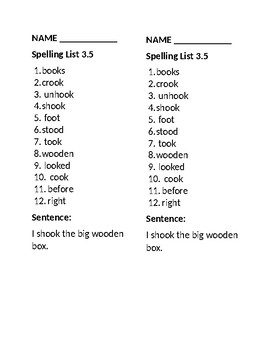 Preview of Spelling List Template EDITABLE