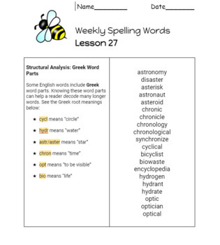 Preview of Spelling List Template - Editable 