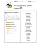 Spelling List Template - Editable 