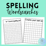 Word searches for spelling lists including blank template