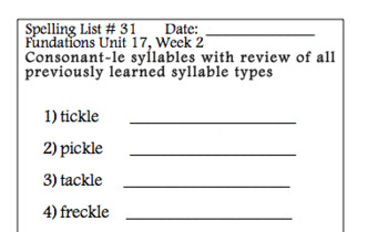 Preview of Spelling List for Grade 2 Foundations: Unit 17 Week 2: List 31