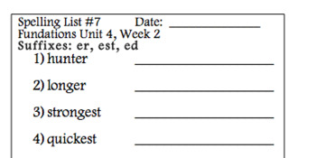 Preview of Spelling List for Grade 2 Foundations: Unit 4 Week 2: List 7