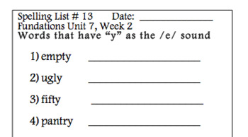 Preview of Spelling List for Grade 2 Foundations: Unit 7 Week 2: List 13