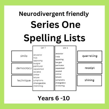 Preview of Spelling Lists - Series One