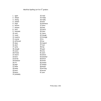 Preview of Spelling Lists for Everyday Writing