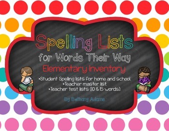 Preview of Spelling Lists for Words Their Way - Elementary Inventory **Print & Go**
