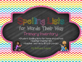 Spelling Lists for Words Their Way - Primary Inventory