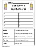 Spelling Packet/Templates for 10 Words (Homework/Center)