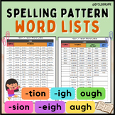 Spelling Pattern Word Lists for Reading (-tion, -sion, -ig