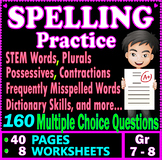 Spelling Practice. 180 Questions. Gr 7 - 8 ELA. Test Prep Pack