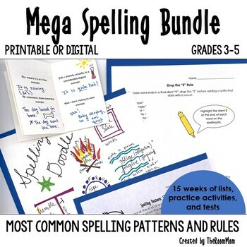 Preview of Spelling Practice Activities and Word Work for 3rd, 4th, and 5th grade BUNDLE