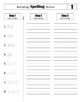 Preview of {FREE} 3 Step Spelling Practice Sheet - Trace/ Write/ Spell [Editable Template]