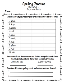 Spelling Activities and Tests for 2nd Grade - Unit 1 | TpT