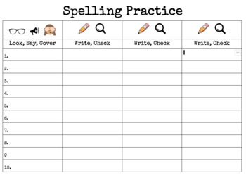 Preview of Spelling Practice (look, say, cover, write, check)