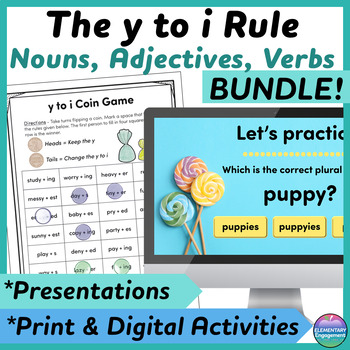 Preview of Spelling Practice - y to i Rule Bundle - Worksheets, Digital & Presentations