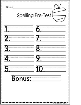 Preview of Spelling Pre-Tests (10, 12, 15, 20 words) with Seasonal Clipart BW
