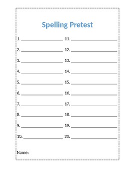 Spelling Pre and Post Test by Tonyah Colatta-Rigney | TPT