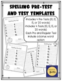 Spelling Pre and Regular Tests (10, 12, 15, 20 words) BW