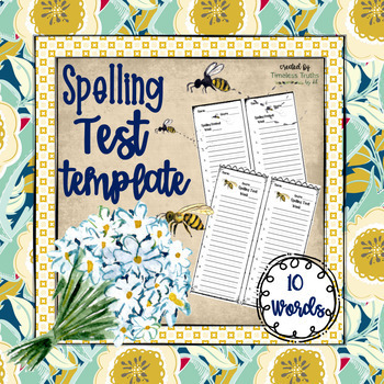 Preview of Spelling Pretest/Test Template (10 Words)