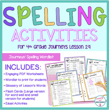 Preview of Spelling Practice Packet SAVE TIMBER WOODS (Lesson 29) Grade 4 Journeys