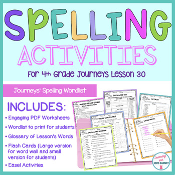 Preview of Spelling Practice Packet MYSTERY AT REEDS POND (Lesson 30) Grade 4 Journeys