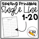 Spelling Printable: Single-Line (1-20)