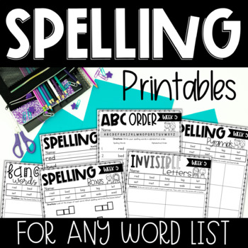 Preview of Spelling Activities and Practice for ANY Word List | Editable Spelling Lists