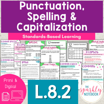 Preview of Spelling & Punctuation - Ellipsis, Comma, Dash 8th Grade CCSS 8.L.2