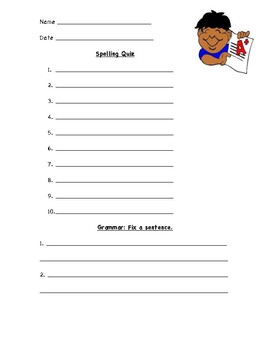 Spelling Quiz Form by LaterMsSlater | Teachers Pay Teachers