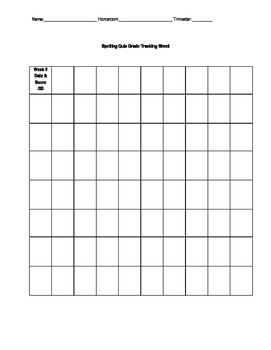 Preview of Spelling Quiz Grade Student Tracking Sheet