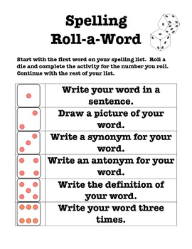 Preview of Spelling - Roll a Word