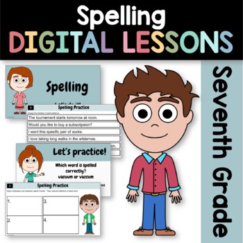 Preview of Spelling Seventh Grade Interactive Google Slides | Daily Grammar Practice