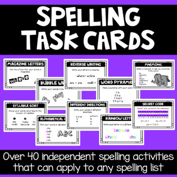 Preview of Spelling Task Cards | Any List | Open Ended