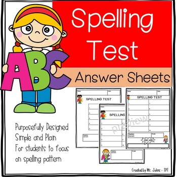 Preview of Spelling Test Answer Sheet