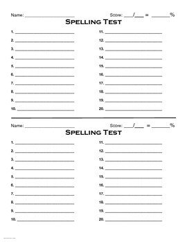 Preview of Spelling Test Form (2 per page)