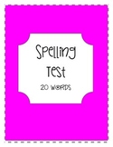 Spelling Test Form (20 words)