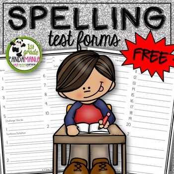 Preview of Spelling Test Forms Grades 1-3 FREEBIE