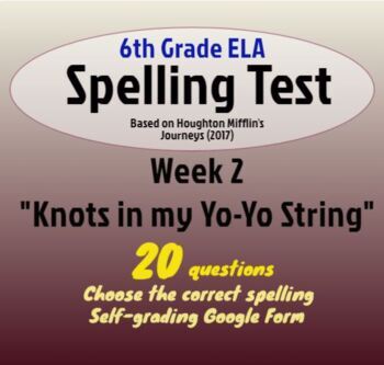 Preview of Spelling Test: Knots in My Yo-Yo String; Week 2 of Houghton's "Journeys" (6th)