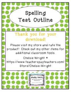 Preview of Spelling Test Outline